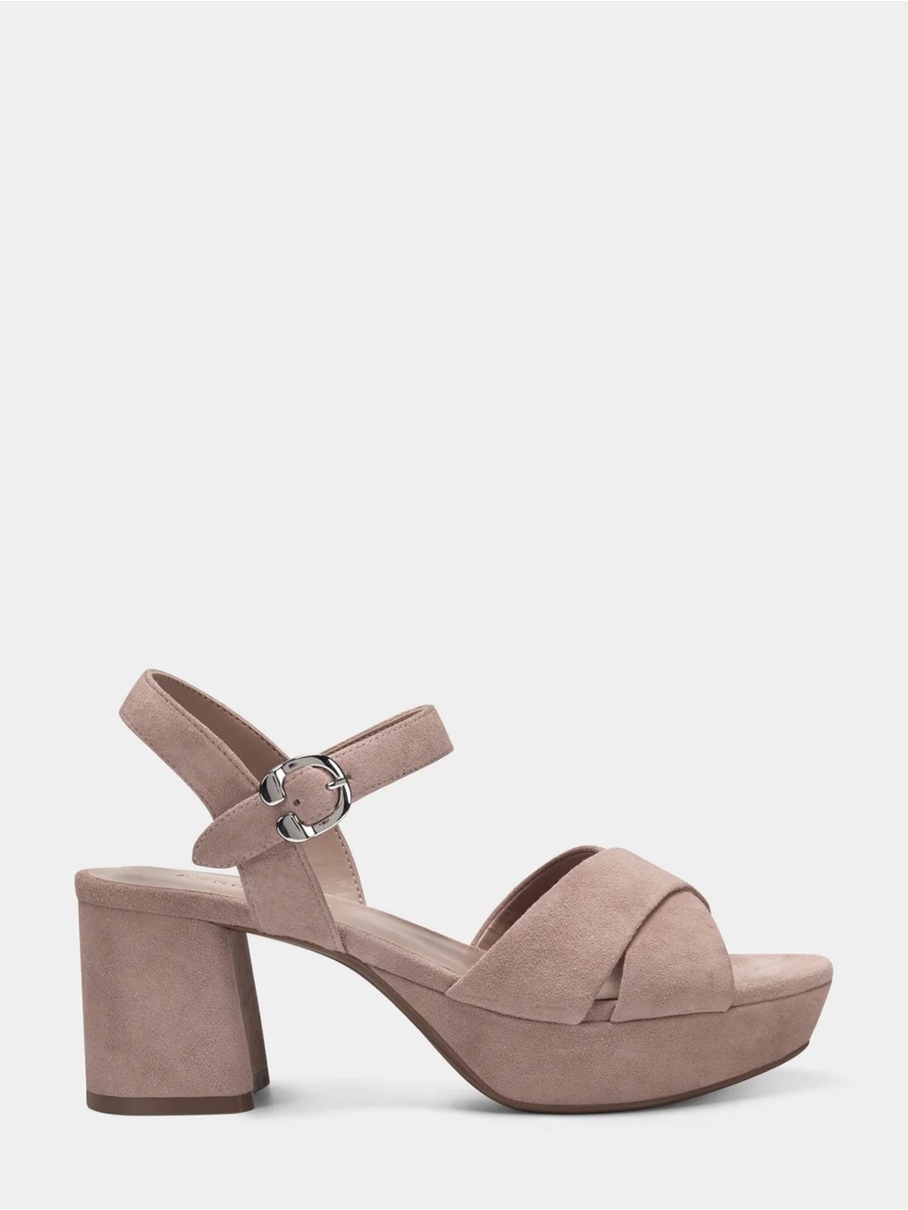 AEROSOLES Mauve Suede Block Heel Sandals with Ankle Strap